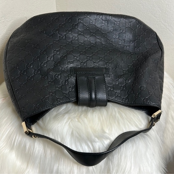 💯 Authentic-GUCCISSIMA Black Leather Large Web Hobo shoulder bag - Picture 5 of 11